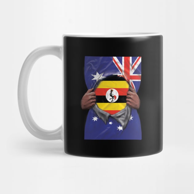 Uganda Flag Australian Flag Ripped - Gift for Ugandan From Uganda by Country Flags